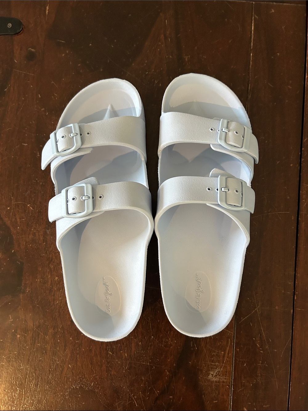Cat & Jack White Double-Buckle Slide Sandals for Kids